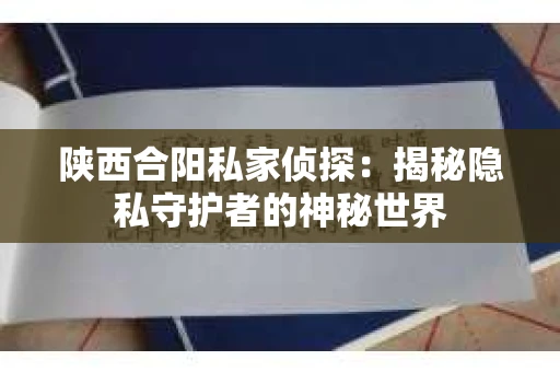 陕西合阳私家侦探：揭秘隐私守护者的神秘世界