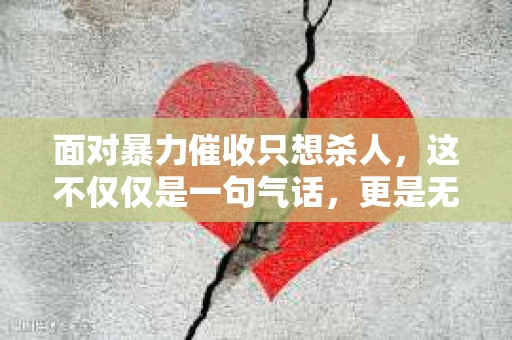 面对暴力催收只想杀人，这不仅仅是一句气话，更是无数借款人内心深处的恐惧。在这个看似光鲜亮丽的现代社会，暴力催收现象却如同毒瘤般蔓延，让人防不胜防。今天，我们就来聊聊这个沉重的话题，揭开暴力催收的冰山一角。