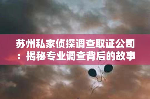 苏州私家侦探调查取证公司：揭秘专业调查背后的故事